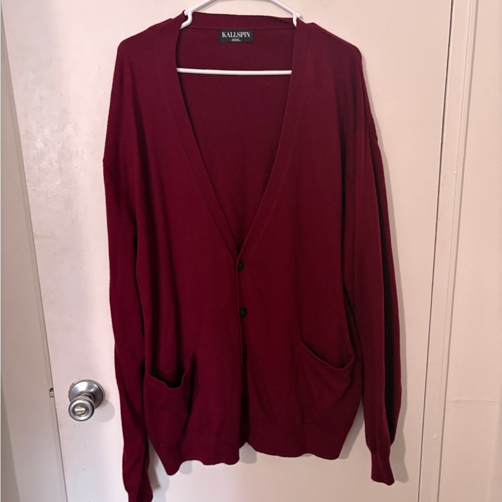 Men's Burgundy Cardigan Sweater